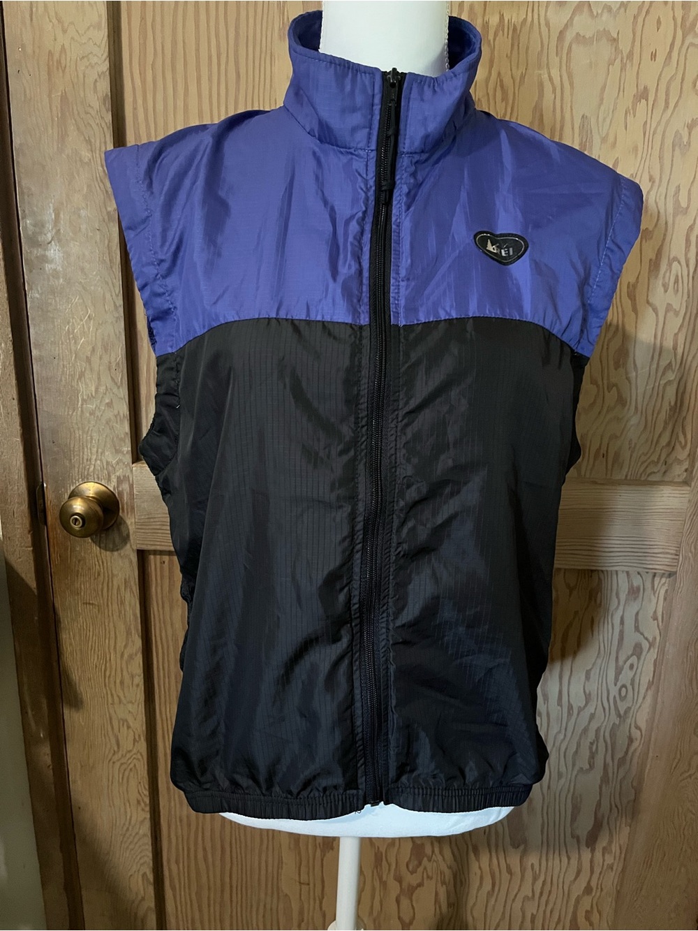 REI Purple and Black Insulated Packable Vest with Stand Collar